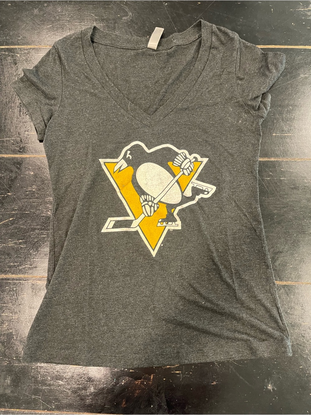 Pittsburgh Penguins Charcoal V-Neck Tee